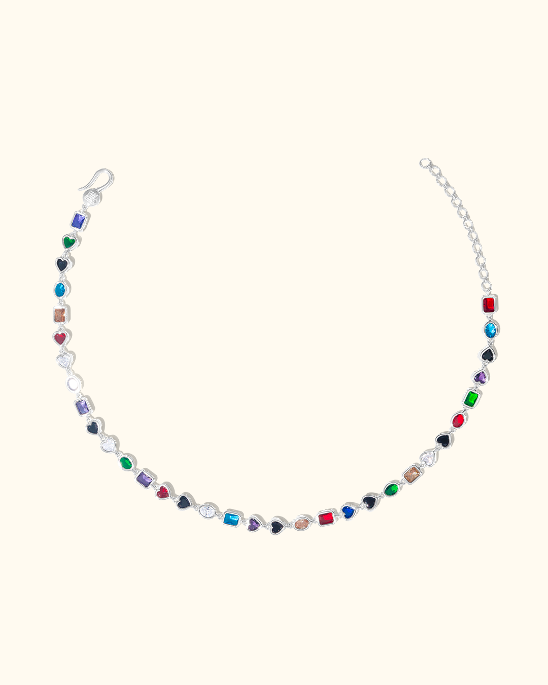 ERA LINK necklace featuring multicolor CZ stones in a chain link setting – handcrafted men's designer jewelry by Wrong Era