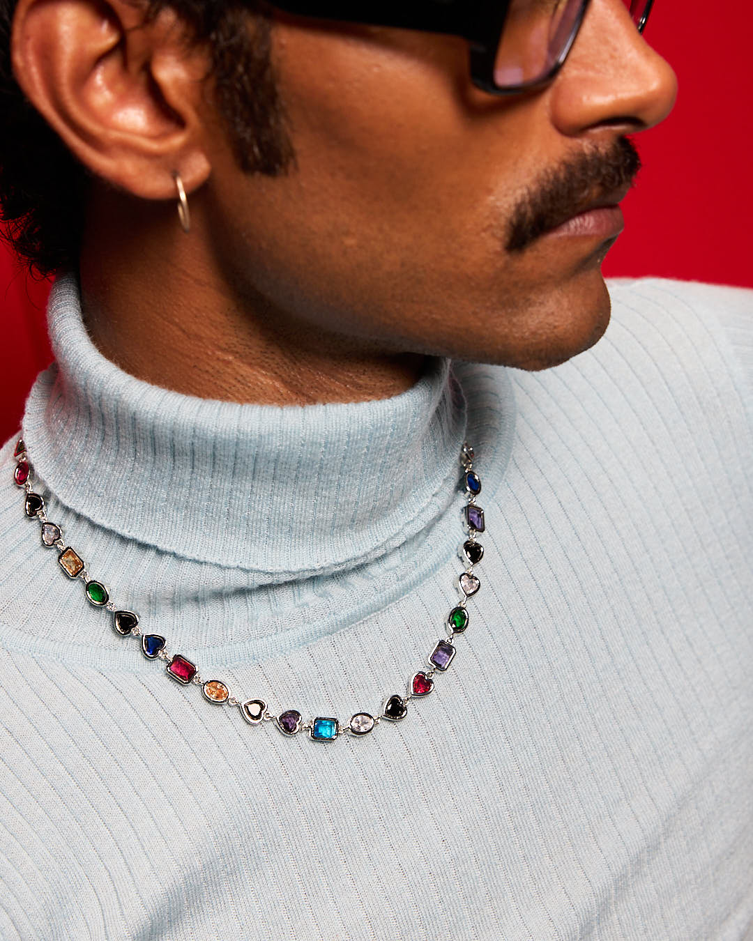 Close-up of model wearing ERA LINK Chain - by Wrong Era