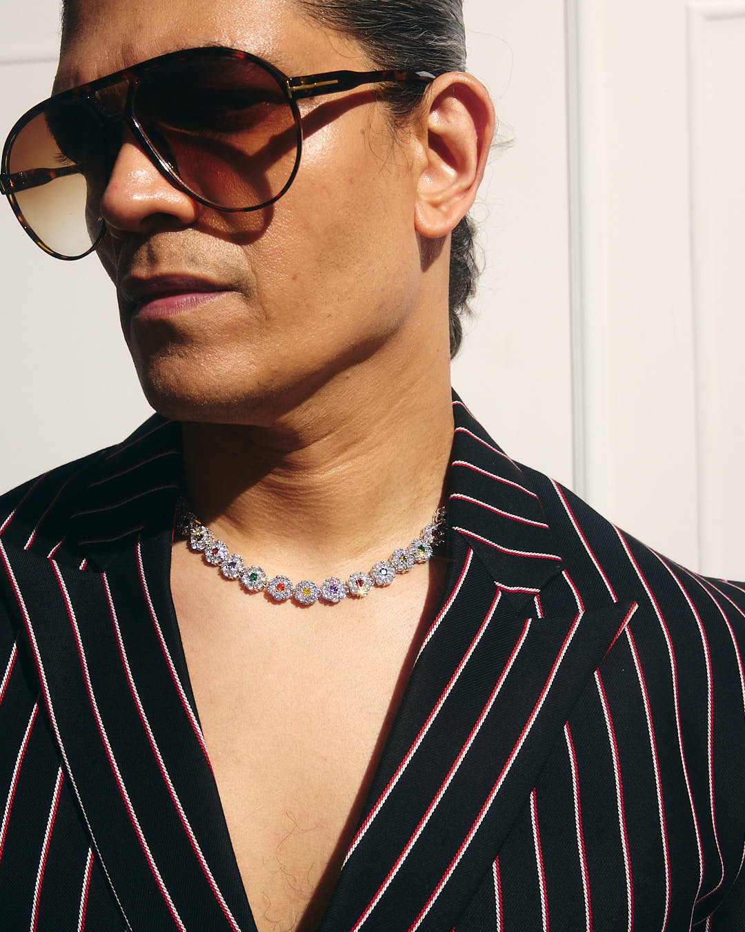 Model wearing HALO TENNIS Chain - by Wrong Era