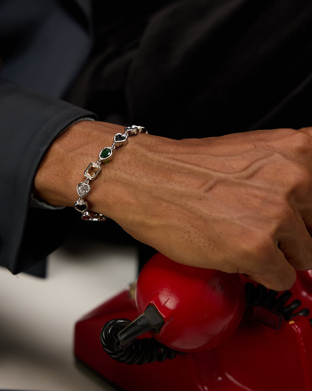 Close up of Model wearing ERA LINK bracelet - by Wrong Era